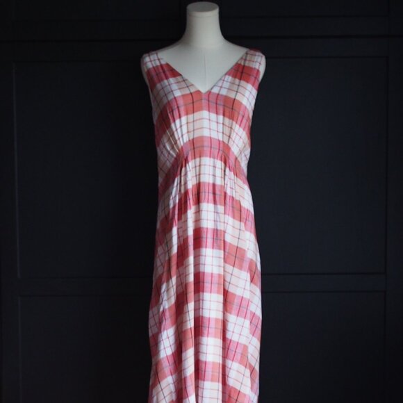 Mango | Sleeveless Red & White Plaid Maxi Sundress - Picture 1 of 4